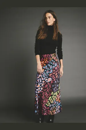 Next Bright Animal Printed Satin Midi Skirt