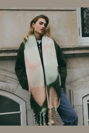 Next Green/ Pastel Geo Heavyweight Blanket Scarf