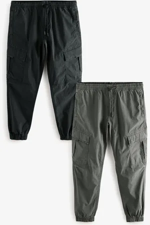 Next /Charcoal Grey Slim Tapered Fit Stretch Utility Cargo Trousers 2 Pack
