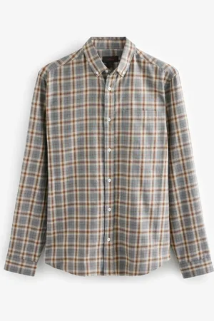 Next 100% Cotton Signature Brushed Flannel Check Long Sleeve Oxford Shirt