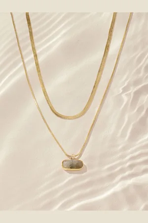 Next Gold Tone Stainless Steel 2 Row Necklace With Semi Precious Detail