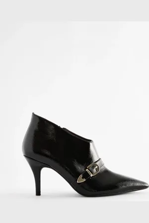 Next Patent Forever Comfort Pointed Toe Buckle Detail Heeled Shoe Boots