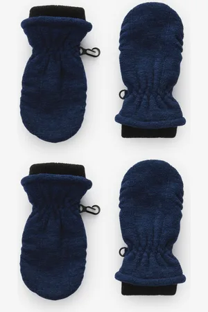 Next Blue Marl Fleece Mittens 2 Pack (3mths-6yrs)