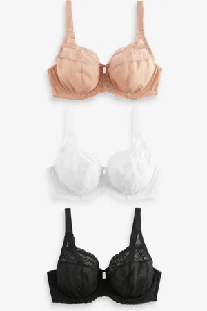Next /White/Praline Nude DD+ Lace Trim Non Pad Full Cup Underwired Bras 3 Pack
