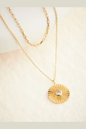 Next Gold Plated Sterling Two Row Disc Necklace