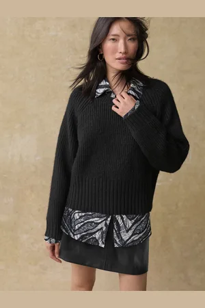 Next & White Collared Shirt Layer Knitted Jumper