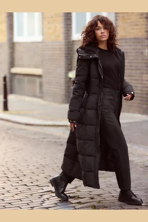 Next Longline Waisted Shower Resistant Hooded Padded Coat