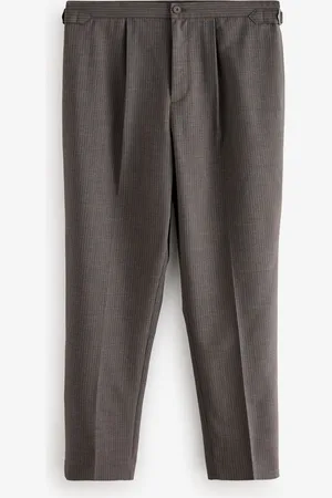 Next Adjustable Stripe Wool Blend Side Adjuster Trousers