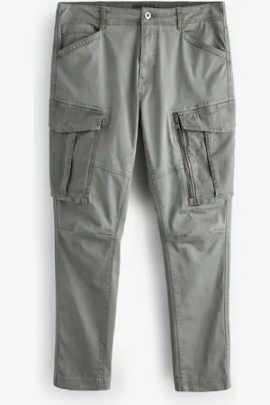 Next Pale Slim Fit Zip Detail Stretch Cargo Trousers