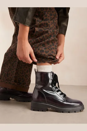 Next Burgundy Red Standard/Wide Fit Forever Comfort Lace-Up Boots