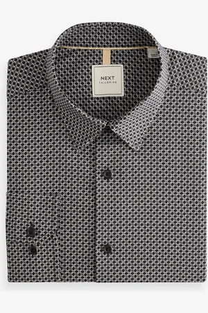 Next Geometric Link Print Regular Fit 100% Cotton Single Cuff Formal Shirt