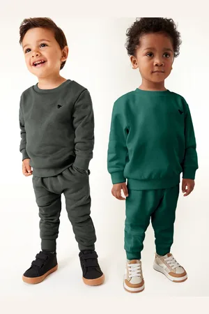 Next Charcoal /Green Sweatshirt and Joggers 2 Pack Set (3mths-7yrs)