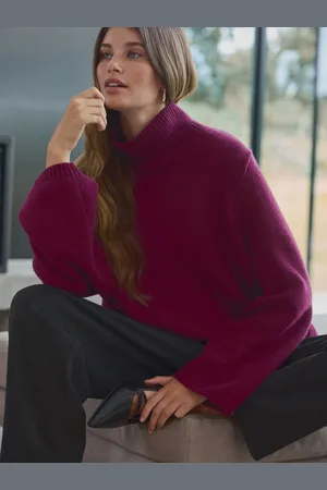 Next Red Burgundy Relaxed Fit Oversized Premium Knitted Jumper with Cashmere