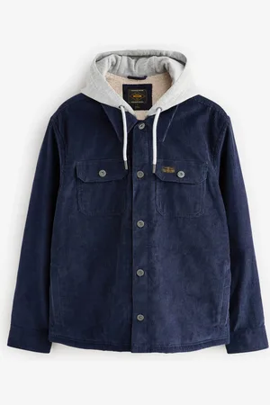 Next Blue Hooded Corduroy Borg Lined Shacket