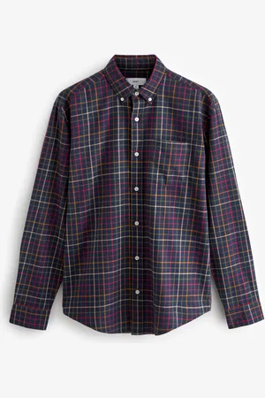 Next Blue Check Long Sleeve 100% Cotton Oxford Shirt