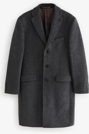 Next Charcoal Signature Soft Touch Wool Rich Epsom Coat