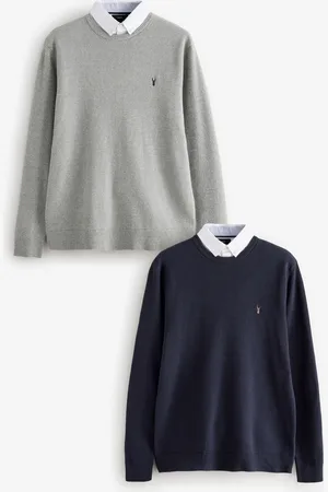 Next /Grey Oxford Mock 100% Cotton Shirt Jumper 2 Pack