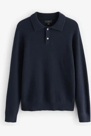 Next Blue Polo Neck Regular Fit Signature 100% Merino Wool Midweight Jumper