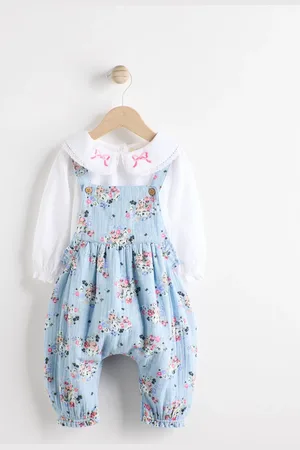 Next Cath Kidston Floral Baby Woven 100% Cotton Dungarees & Long Sleeve Blouse Set