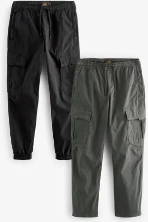 Next /Charcoal Grey Regular Tapered Fit Stretch Utility Cargo Trousers 2 Pack