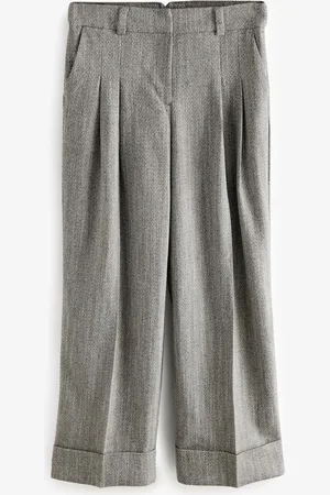 Next Herringbone Warm Handle Textured Wide Leg Trousers