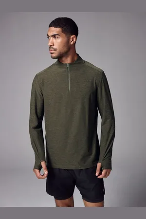 Next Khaki Active Gym Training Quarter Zip Neck