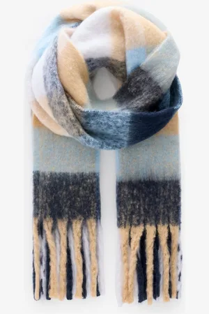 Next Blue/Camel Brown Check Heavyweight Blanket Scarf