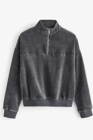 Next Slate Velvet Soft Touch Jersey Quarter Zip Co-Ord Sweatshirt