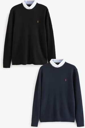 Next /Navy Oxford Mock 100% Cotton Shirt Jumper 2 Pack