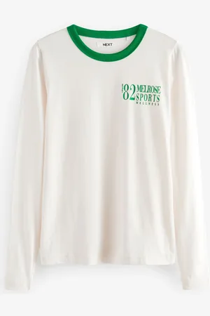 Next /Green Essential Long Sleeve Crew Neck 100% Cotton T-Shirt