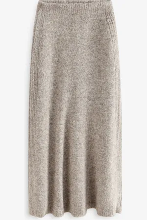 Next Brown Mole Co-ord Soft Touch Column Knitted Maxi Skirt with Wool