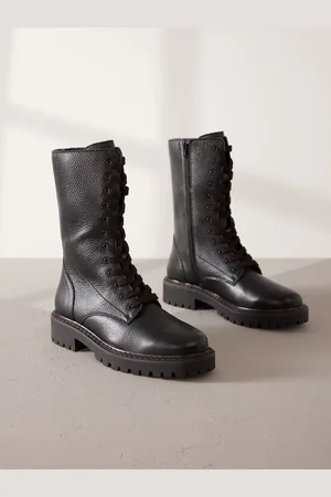 Next Leather Premium Chunky Lace-Up Ankle Boots