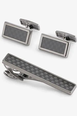 Next Gunmetal Cufflink and Tie Clip Set