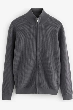 Next Regular Fit Texture 100% Cotton Premium Zip Through Jumper
