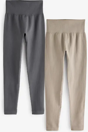Next /Ecru Ribbed High Waist Leggings 2 Pack