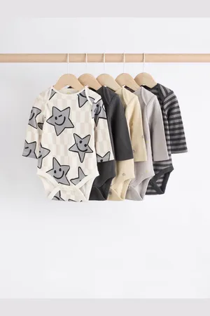 Next /White Long Sleeve Baby Bodysuits 5 Pack