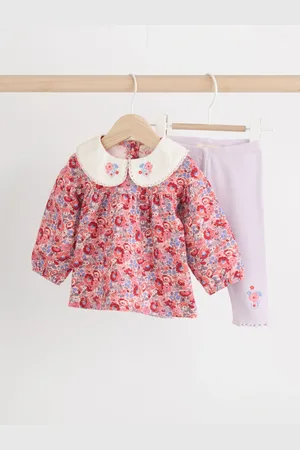 Next Cath Kidston Red Floral Baby Collared Jersey Top & Legging Set