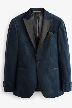 Next Blue Patterned Velvet Blazer