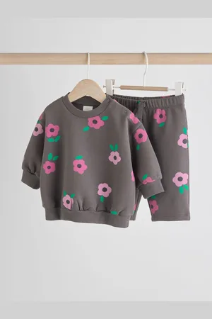 Next /Pink Flower Print Baby Sweatshirt and Joggers Set