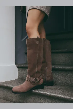 Next Mink Forever Comfort Gaucho Biker Knee Suede High Boots