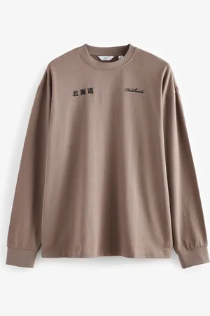Next Relaxed Fit Long Sleeve Heavyweight Back Print Graphic 100% Cotton T-Shirt