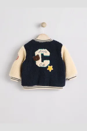 Next Blue Baby Borg Hooded Fleece Jacket (0mths-2yrs)