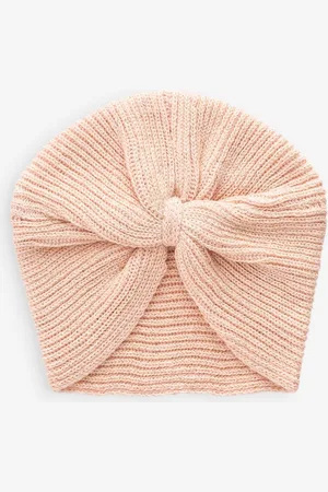 Next Peach /Gold Sparkle Baby Knitted Turban Hat (0mths-3yrs)
