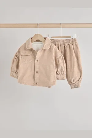 Next Baby Shirt And Trousers 100% Cotton Set 3 Piece (0mths-2yrs)