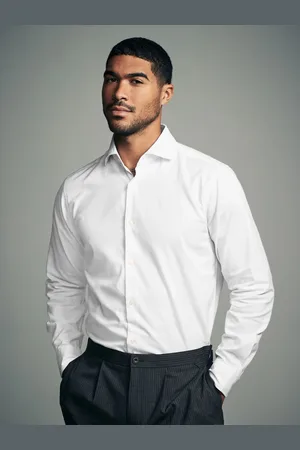 Next Regular Fit Brushed Flannel Single Cuff Formal 100% Cotton Oxford Shirt