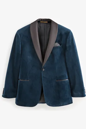 Next Dark Blue Regular Fit Velvet Blazer