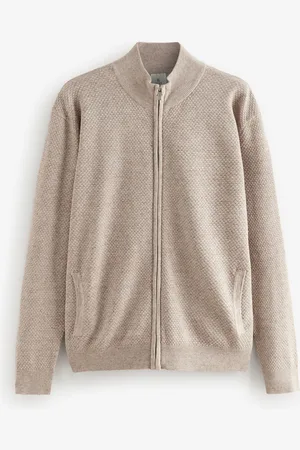 Next Regular Fit Texture 100% Cotton Premium Zip Through Jumper