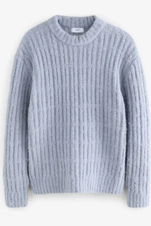 Next Light Relaxed Fit Bouclé Textured Stripe Crew Jumper
