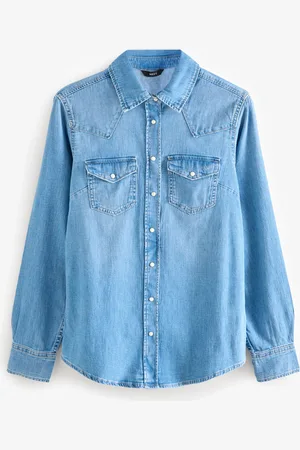 Next Mid Seam Detail Fitted Denim Western Shirt
