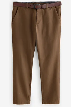 Next Slim Fit Printed Belted Soft Touch Chino Trousers